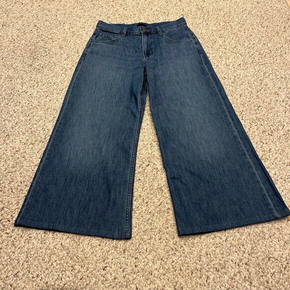 Uniqlo Denim - Uniqlo Wide Leg Crop Jeans Women's Sz 26 Dark Wash Inseam 23" Casual